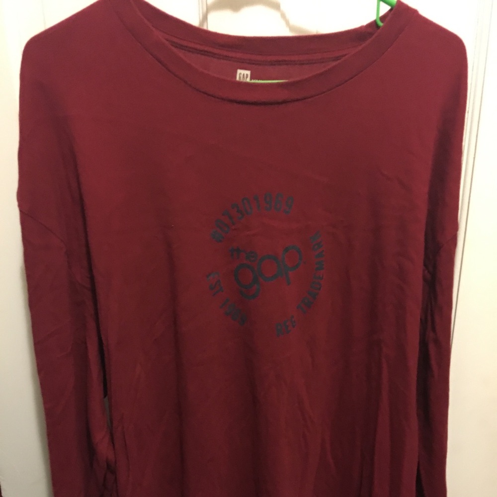 Dark red Gap shirt.